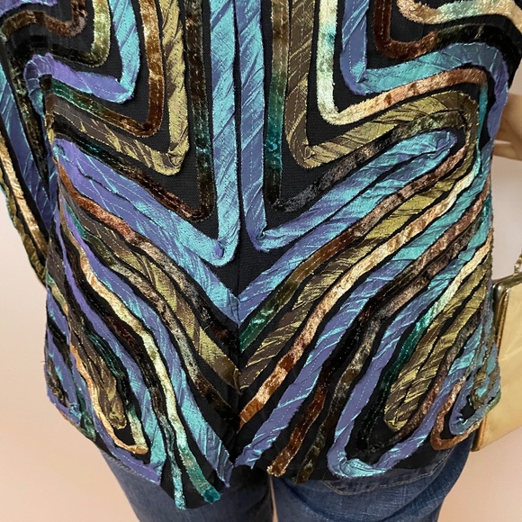 Glamorous vintage boho turquoise metallic jacket! - Picture 11 of 12